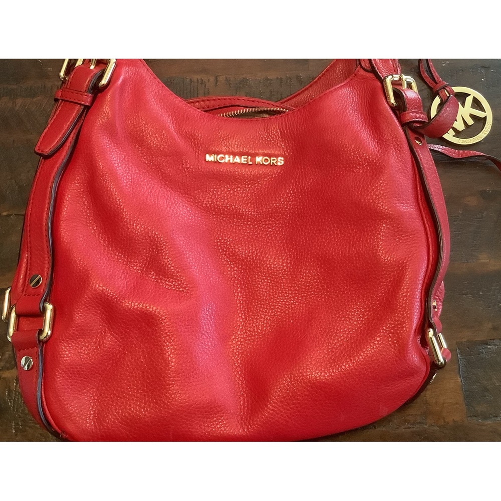 Michael Kors red soft leather handbag